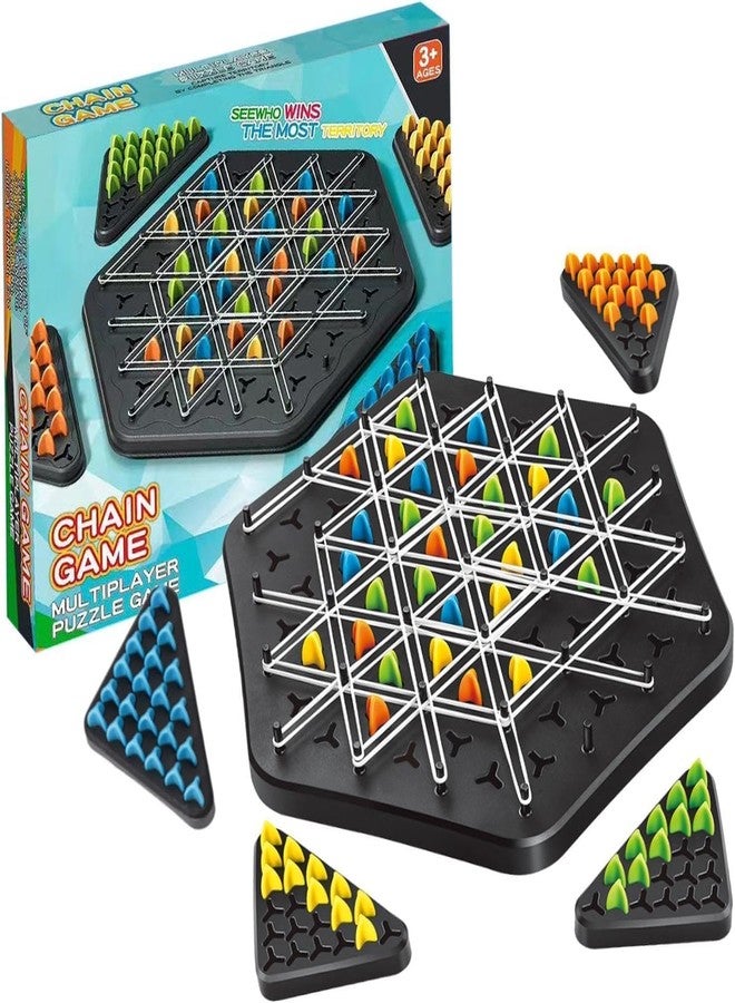 Oupstrive Chain Triangle Chess Game, Triggle Elastic Band Game, Family Games for Kids and Adults, Family Fun Night Chess Set, Chain Board Chess Interactive Brain Teaser, 2 to 4 Players (Set of 1) - Image 1